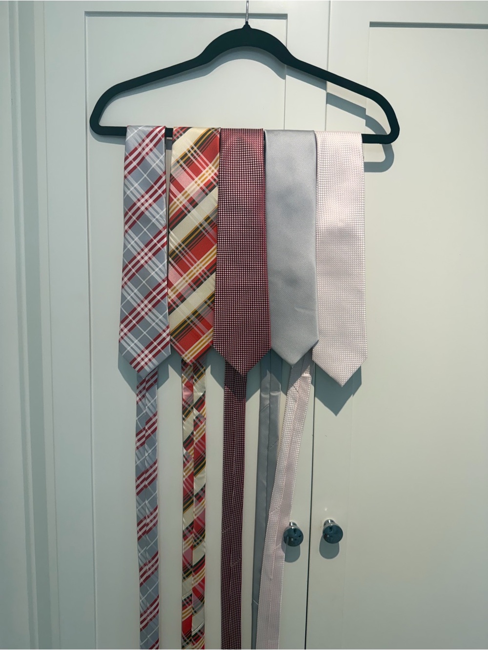 Men's Plaid & Solid Neck Tie Collection - Light Blue & Burgundy Options (5) - Picture 2 of 2